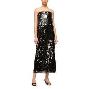 Staud Casey Sequin Strapless Maxi Dress Black Size 0